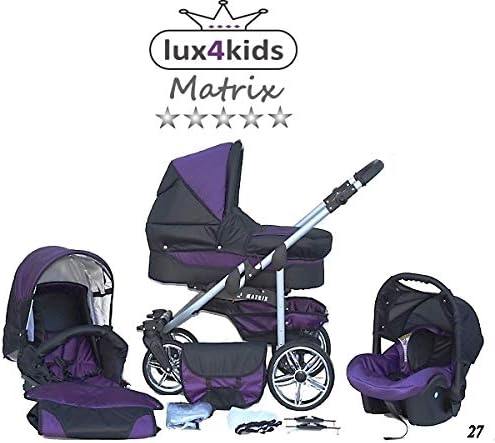SaintBaby Stroller Pram Pushchair 2in1 3in1 Set All in one Stroller Combo Stroller X-Move Black & Purple 2in1 Without Baby seat