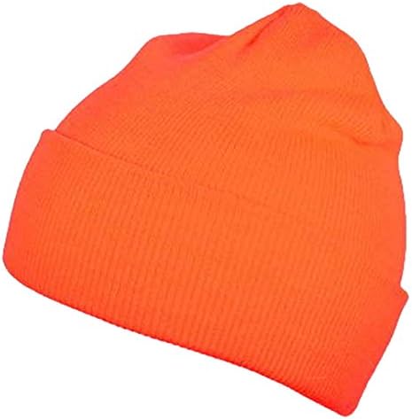 Buy Caps and HatsOrange Winter Hat Knit Beanie Hunting Skull Hat Hi-Vis Safety High Visibility Bright Stretch Fit Cuffed