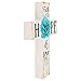 P. Graham Dunn Faith Hope & Love Turquoise Flower Distressed 7 x 5 Wood Wall Art Cross Plaque