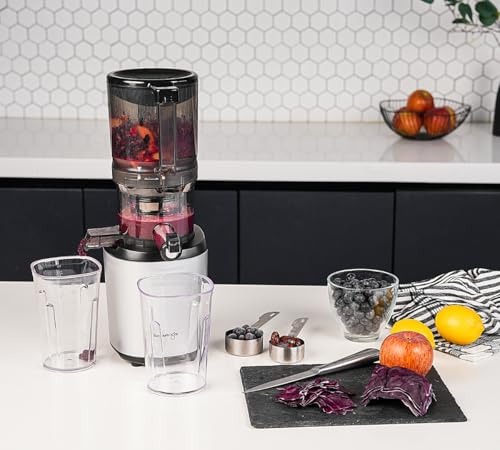 Kuvings | AUTO6 Hands Free Juice Extractor | Automatic Cutting of Whole Fruit and Vegetables | 1.7L Basket | Easy Cleaning | Silver