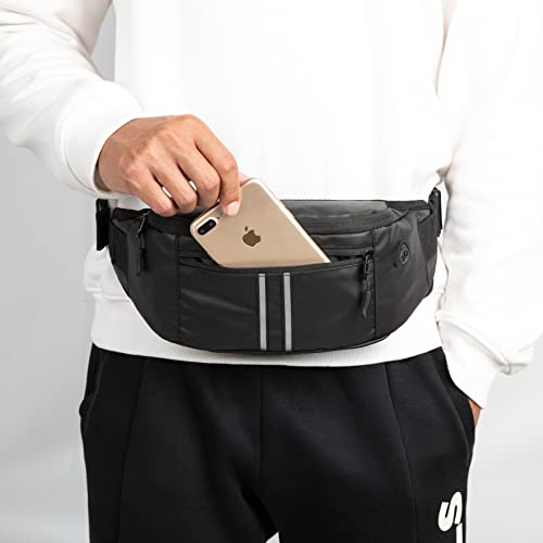 Bauchtasche Gürteltasche für Damen und Herren Hüfttasche Outdoor Groß Handytasche Sport Wasserdicht Laufgürtel Umhängetasche Geldgürtel Verschenken Sie EIN Kreditkartenetui (Schwarz-Wasserdicht)
