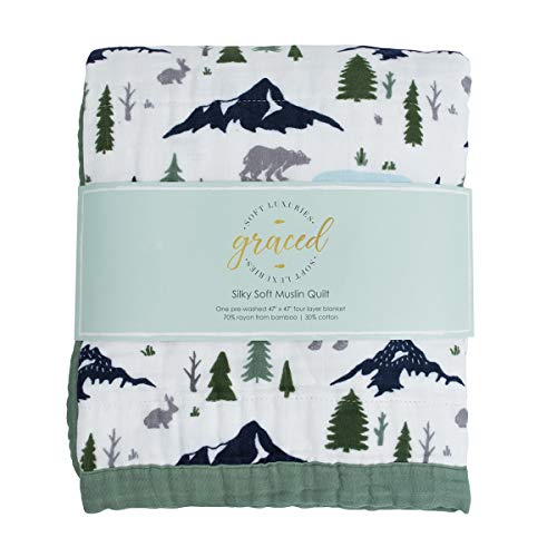 Softest Large 4Layer Bamboo Muslin Quilt, 47" x 47" Bamboo + Cotton