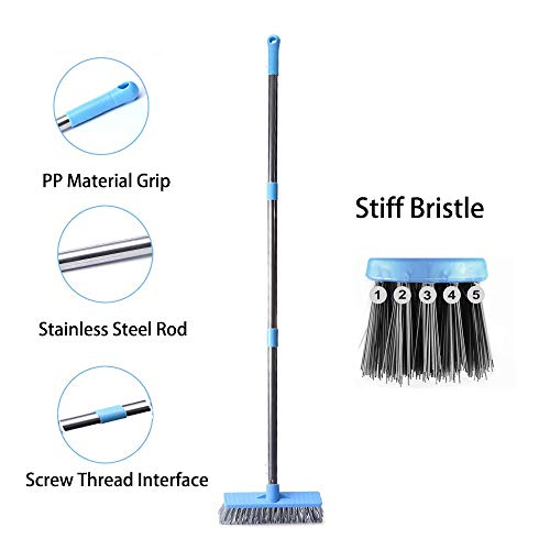 Floor Scrub Brush with Long Handle 48" Stiff Bristle Shower Deck
