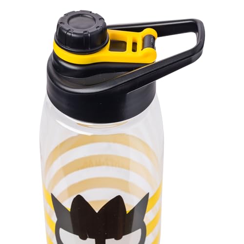 Silver Buffalo Sanrio Hello Kitty and Friends Badtz-Maru Pose Stripes Water Bottle with Screw-On Lid, 28 Ounces