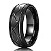 King Will TYRE Men's 8mm Black Domed Tungsten Carbide Ring Matte Finish Groove Design Wedding Bands 12