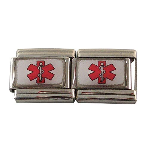 Gadow Jewelry 2 Red Medical ID Alert Star of Life Italian Charms for Bracelet
