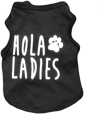 Ollypet Cool Dog Clothes Shirt for Small Pets Cats Boy Funny Black Clothing Hola Ladies Summer Teacup Apparel Top XS
