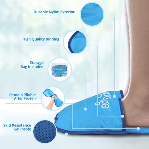 NEWGO Foot Ice Pack Slippers for Plantar Fasciitis, 2 Pack Gel Ice Packs for Foot Pain Relief