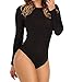 Shawhuwa Womens Sxy Cut Out Back Long Sleeve Bodysuit Clubwear Medium Black