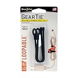 Nite Ize Gear Tie Loopable, The Original Reusable Rubber Twist Tie With Sturdy Integrated Loop, 6-Inch, Black, 2 Pack, Made in the USA