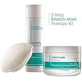 Retone Stretch Mark Therapy Kit - Comprehensive Stretch Mark and Scar Therapy Solution (Exfoliating Body Cleanser + Body Scrubber + Stretch Mark Cream)