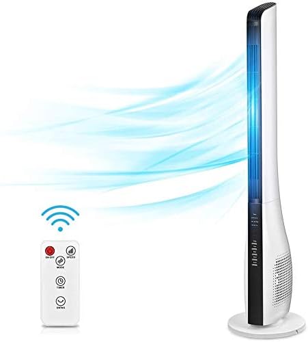 Tower Fan - 43 Inch Bladeless Oscillating Quiet Fan w/Remote Control, 3 Mode 3 Speed & 7.5 Timer, Whole Room Air Circulator Standing Fan for Bedroom Living Room Home Office Use