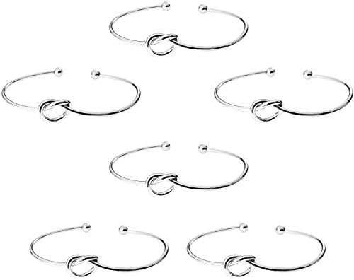 JoinLove Love Knot Adjustable Bangle Bracelet Bestie Bracelets Friendship Bracelets Bridesmaid Gift 6PCS Silver Set