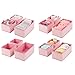 mDesign Fabric Drawer Divider Organizer Bins, Nursery/Bedroom Dresser, Closet, Shelf, Playroom Organization, Hold Clothes, Toys, Diapers, Bibs, Lido Collection, Set of 3, 4 Pack, Pink Herringbone
