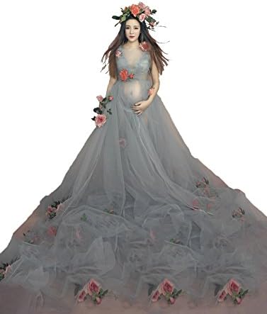 XIXILE High Waist Wedding Dress Sleeveless Maternity Dress Pregnancy Gown for Photography