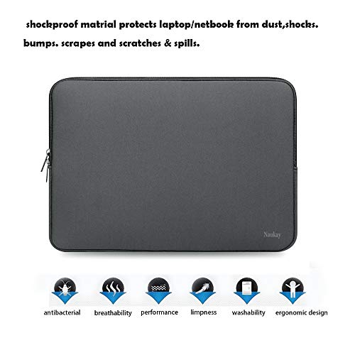 Laptop Sleeve Case,13-13.3 Inch Resistant Neoprene Laptop Sleeve/Notebook Computer Pocket Case/Tablet Briefcase Carrying Bag-(Grey) - Thumbnail 3