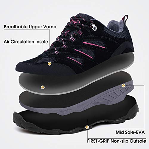 TFO Women's Air Cushion Hiking Shoe Breathable Running Outdoor Sports Trail Trekking Sneaker (9 M US, Black1) - Thumbnail 3