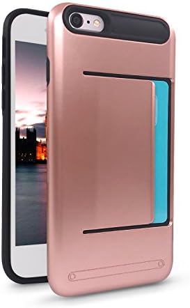 WINSAFE Cell Phone Wallet Case for iPhone 6/6S Plus, Vault Slim Shockproof with Credit Card &amp; ID Card Slot Protective Cover Case for iPhone 6/6S Plus 2015 5.5 inch (Rose Gold)