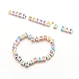 Jinway 800pcs Letter Beads White Beads With Colorful Letter Come With 2 Cords Acrylic Alphabet Beads for Jewelry Making,DIY Bracelets, Necklaces, Key Chains and Children's Educational Toys