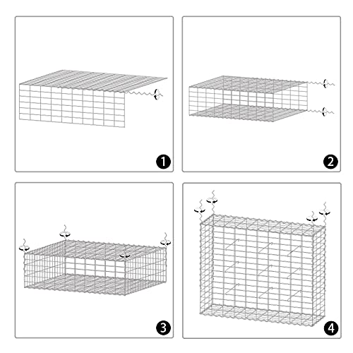 LARMNEE Gabionen 100 x 30 x 80 cm, 5er Set, Steinkorb, Steingabione, Maschenweite 10 x 5 cm, aus rostfreiem verzinktem… – Bild 7