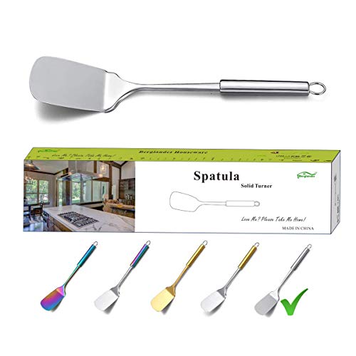 Stainless Steel Spatulas, Berglander Solid Turner,Barbecue Spatula, Metal Spatula Turner For Cooking, Kitchen Spatula Spatulas For Nonstick Cookware, Dishwasher Safe, Easy to Clean