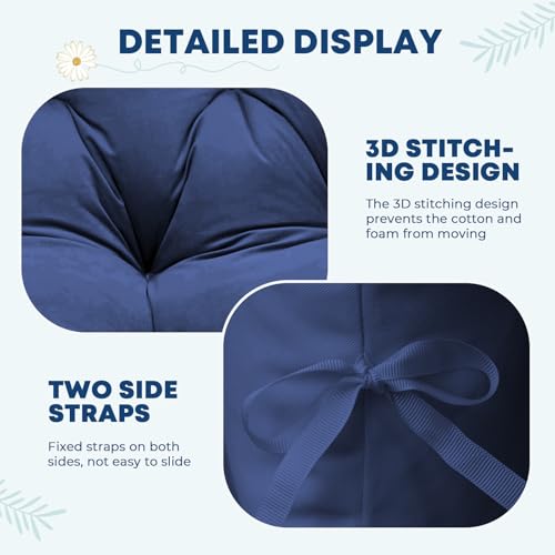 joomie Egg Swing Chair Cushion Replacement Waterproof 120x84x18 cm Thicken Outdoor Patio Hanging Basket Chair Cushions Removable Pad with Ties for Garden Cocoon Egg Hammock Chair, Blue 26