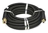 4000 PSI Black 3/8" x 50 FT 1 Layers of High Tensile Wire Braided Rubber Wrapped Pressure Washer Hose with Couplers