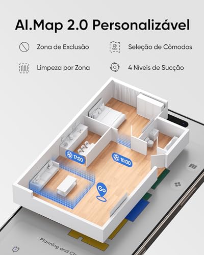 Aspirador Robô EZS E10, Sucção Ultra Forte de 5.500 Pa, Navegação a Laser iPath, para Limpeza Profunda de Pisos, Ideal para Cabelos e Pisos Duros