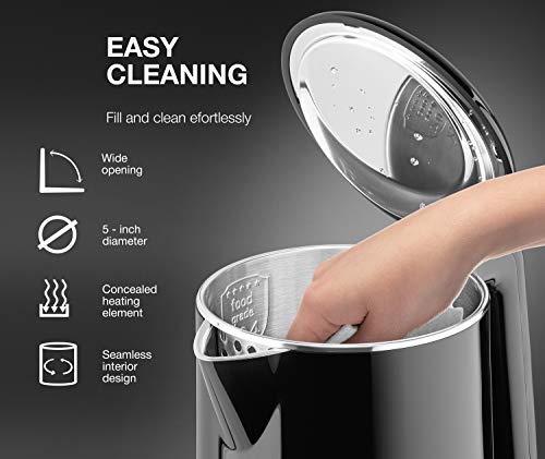 Premium Cordless Hot Water Electric Tea Kettle - Automatic Shut Off - Double Wall Cool Touch - Water Heater Boiler, Fast Boil - Portable Kettle - British Strix Сontroller