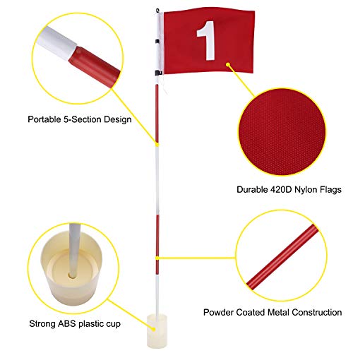 Kingtop Golf Flagsticks Pro Putting Green Flags Hole Cup Set All
