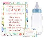 Baby Shower Bottle Game Candy Guessing Game with 11" Baby Bottle Bank and 30 Cards (Blue)
