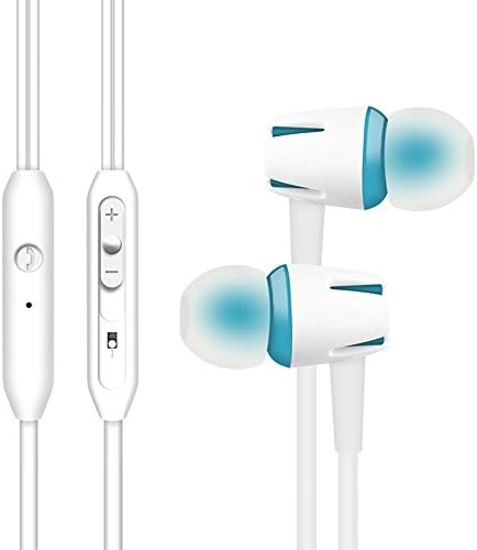Wired Headphones In-ear Bass Headphones Workout Earbuds Stereo Earphones Noise Canceling Headphones with Microphone &amp; Volume Control for iPhone iPad iPod and Android Smartphones(Blue)