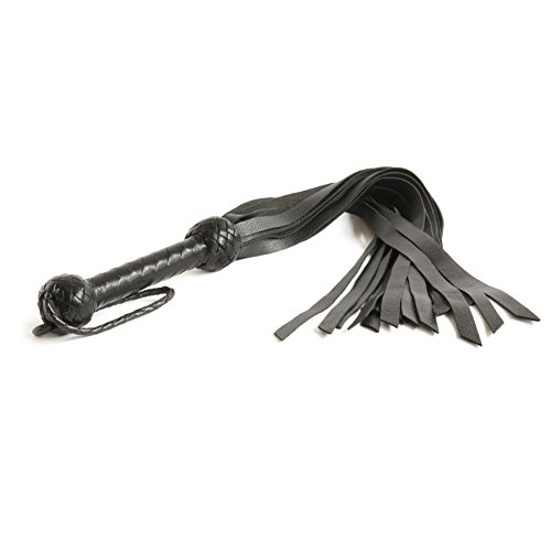 BDSM Buffalo Leather Flogger – Leather Fetish Spanking Gear – Bondage with Heavy Sting – Black