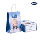 12 Packs Boss Baby party Gift Bags for Baby Shows Baby Boss Birthday Decorations Cute Goodie Bags for Boss Baby Party Supplies