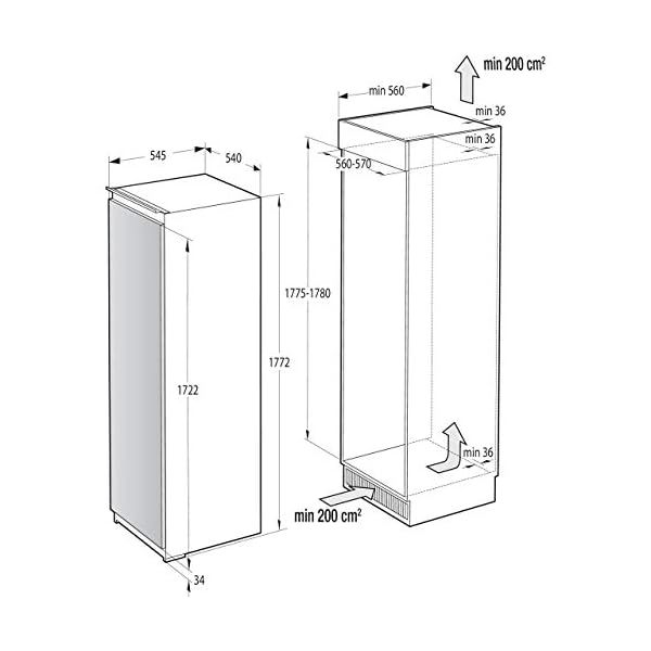 Hisense RIL391D4AW1 172x54cm 301L In-column Integrated Larder Fridge