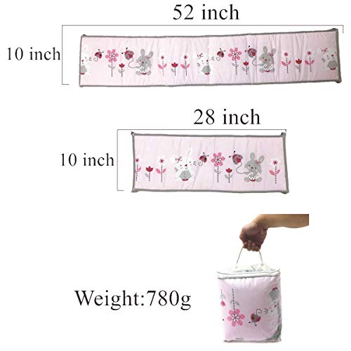 Amomo Crib Bumpers Breathable Baby Bumper Pads 4 Piece for Baby Girl Boy (Pink-Small Flower)