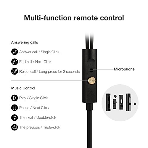 GGMM C700 In Ear Headphones Earbuds with Microphone, Full Metal Universal Ear Buds Deep Heavy Bass Earphones for iPhone Samsung iPad and Most Android Phones (Black) - Thumbnail 3