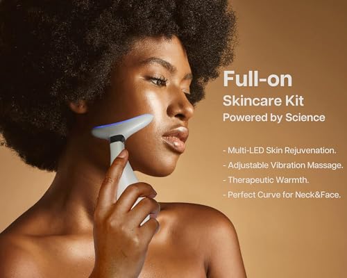 VRAIKO LILY Neck Face Massager, Face Sculpting tool, Skin Rejuvenation Device with Thermal, Triple Action LED and Vibration, for Anti-aging, Lifting and Tightening Sagging Skin (Pearl White)
