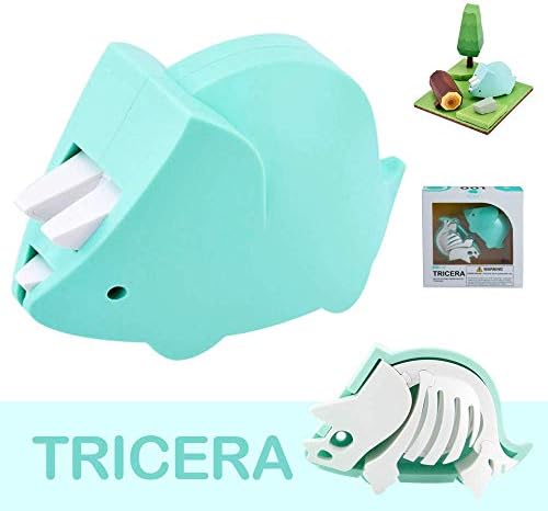 HALFTOYS Dinosaur Toy Puzzle with Magnets and Paper Dioramas, Tricera