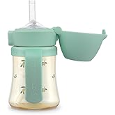 GROSMIMI Flip Top Spill Proof Sippy Cup, PPSU, BPA Free, 6 oz, Stage 2 Straw for Toddlers (Olive)