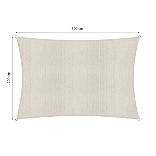 Lumaland Sonnensegel Rechteckig | 2 x 3 Meter | Wetterbeständiger Sonnenschutz inkl. Befestigungsseile | Terrasse… – Bild 4