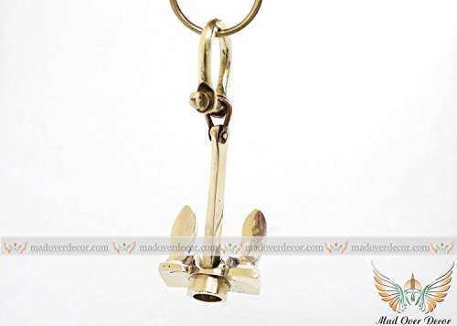 Humaira Nautical Brass Anchor Keychains Nautical vintage ship anchor with handcuff key ring B - Thumbnail 4