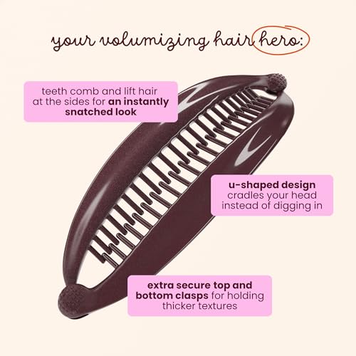 Cobana Banana Clip – Large 6'' Volumizing Hair Clip for Medium to Thick Hair – Secure Hold, No Crease, No Breakage – Hair Accessories for Women, Set of 2 (Black and Brown)