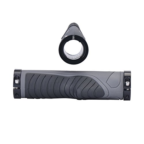Zukam MTB BMX Bicycle Handlebar Grips Taps Ergonomic Design Widen Holding Surface Double Lock on olding Surface Double Lock on Anti-slip (Gray/Black)