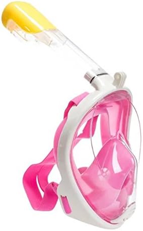 Seaview 180° GoPro Compatible Snorkel Mask- Panoramic Full Face Design Anti-fogging &amp; anti-leak snorkeling Diving Scuba Mask for Adults and Youth (Pink,LXL)