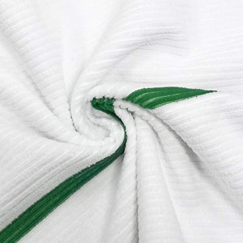 POLYTE Microfiber All-Purpose Ribbed Terry Bar Mop Towel for Home, Kitchen, Restaurant Cleaning (14x17, White w/Green Stripe) 12 Pack