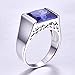 BONLAVIE 10ct Men's Tanzanite Ring/Mens Peridot Ring 8 * 12mm Square-Cut Created Mens Sapphire Ring 925 Sterling Silver Mens Ring Engagement Wedding Bands Ring Size 6-14