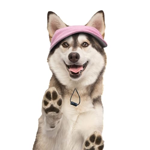 BASVII Dog Baseball Cap, Adjustable Dog Cap with Earflaps, Dog Cap for Dogs and Cats, Breathable Sun Protection Visor Cap Hat