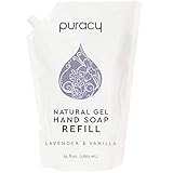 Puracy Natural Gel Hand Wash, Vegan, Hypoallergenic, All Skin Types, Lavender & Vanilla, 64-Ounce Refill