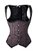 Charmian Women's Spiral Steel Boned Steampunk Vintage Jacquard Underbust Waist Cincher Corset Vest Umber XXX-Large